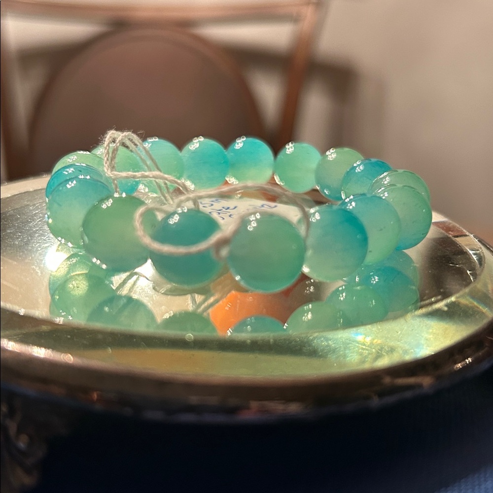 AGATE QUARTZ. AQUA Beaded Bracelet Gorgeous 12.3m AAA - Picture 2 of 5